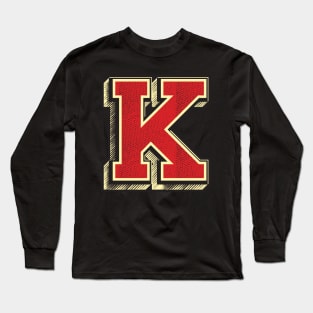 Vintage Letter K ✪ Retro typography style capital letters Long Sleeve T-Shirt